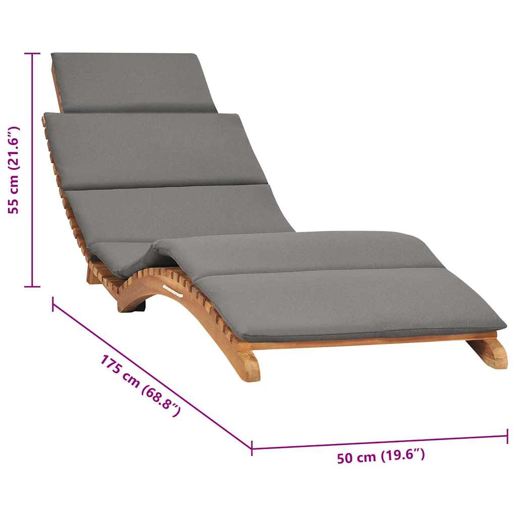8720286137246_g_en_hd_6 vidaXL Folding Sun Lounger with Dark Grey Cushion Solid Teak Wood - Image 7