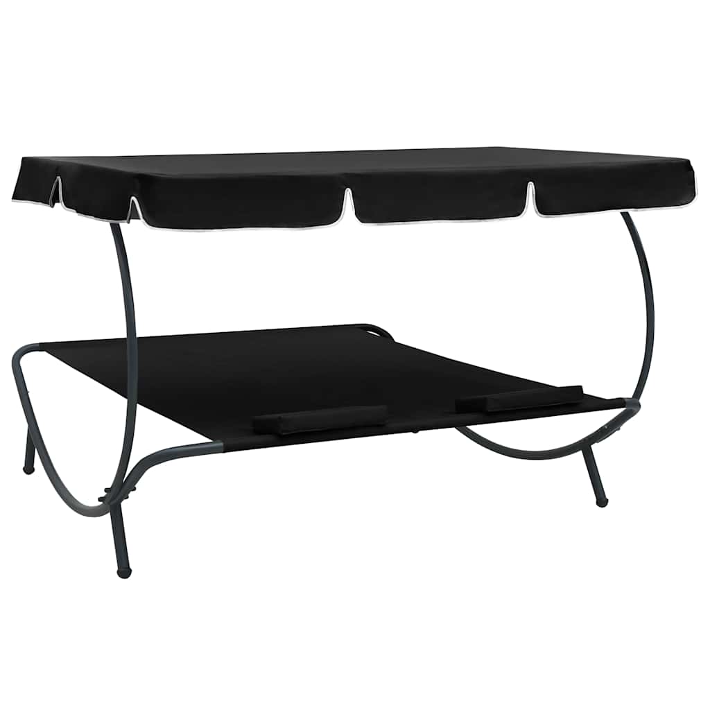 8720286137482_g_en_hd_3 vidaXL Outdoor Lounge Bed with Canopy and Pillows Black - Image 4