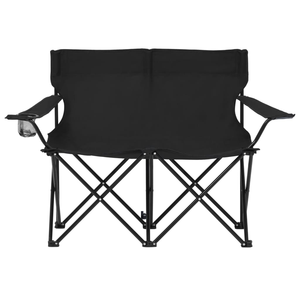 8720286137659_g_en_hd_1 vidaXL 2-Seater Foldable Camping Chair Steel and Fabric Black - Image 2
