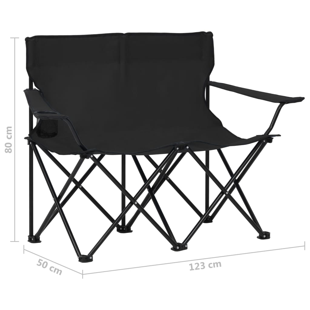 8720286137659_g_en_hd_7 vidaXL 2-Seater Foldable Camping Chair Steel and Fabric Black - Image 8