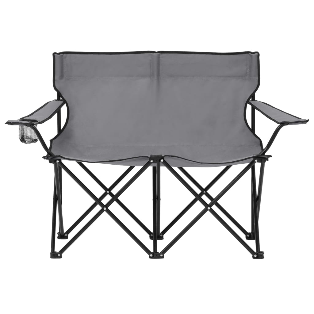 8720286137673_g_en_hd_1 vidaXL 2-Seater Foldable Camping Chair Steel and Fabric Grey - Image 2