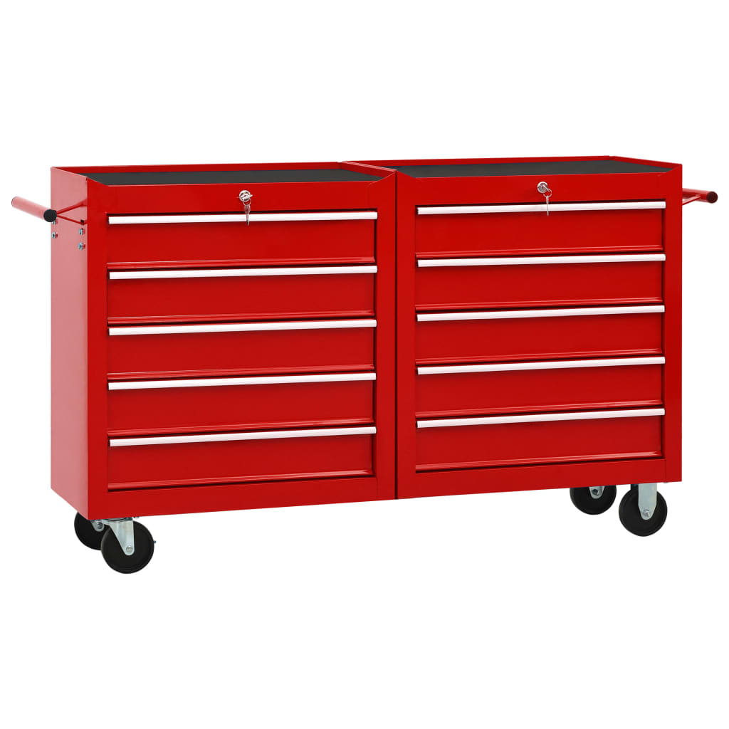 8720286144961_a_en_hd_1 vidaXL Tool Trolley with 10 Drawers Steel Red - Image 1