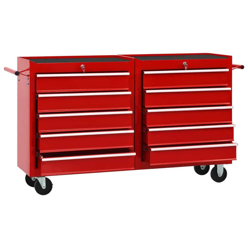 8720286144961_g_en_hd_1 vidaXL Tool Trolley with 10 Drawers Steel Red - Image 2