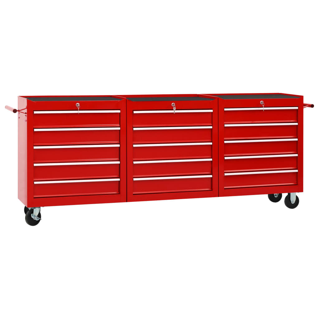 8720286145029_a_en_hd_1 vidaXL Tool Trolley with 15 Drawers Steel Red - Image 1
