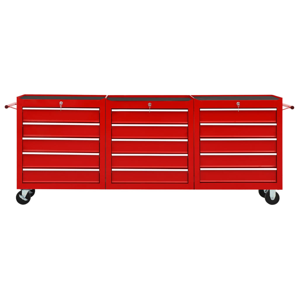 8720286145029_g_en_hd_2 vidaXL Tool Trolley with 15 Drawers Steel Red - Image 3