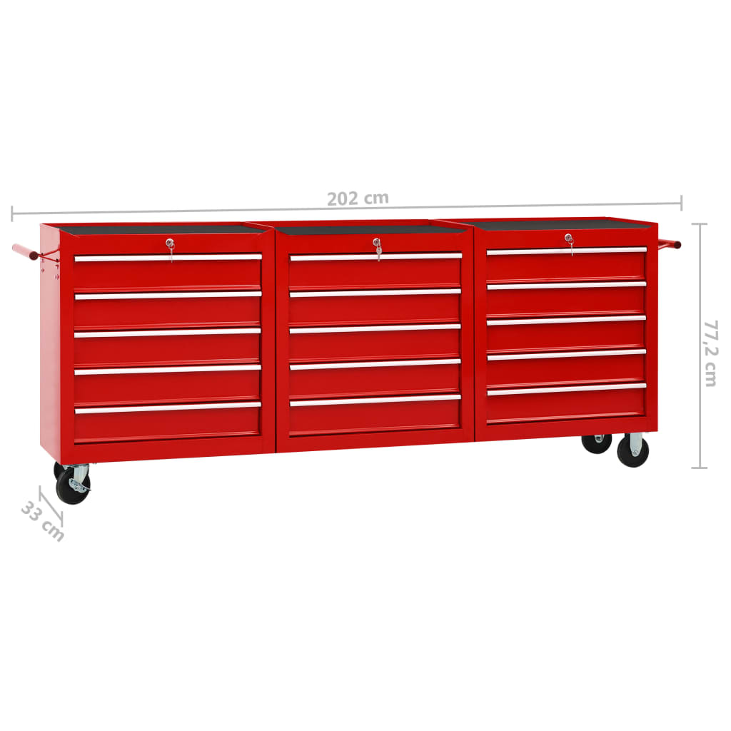 8720286145029_g_en_hd_8 vidaXL Tool Trolley with 15 Drawers Steel Red - Image 9