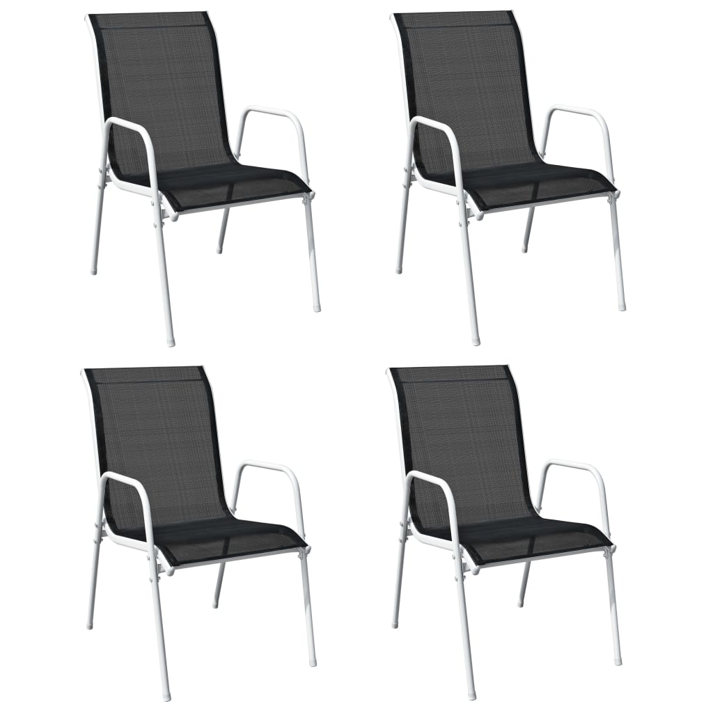vidaXL Stackable Garden Chairs 4 pcs Steel and Textilene Black