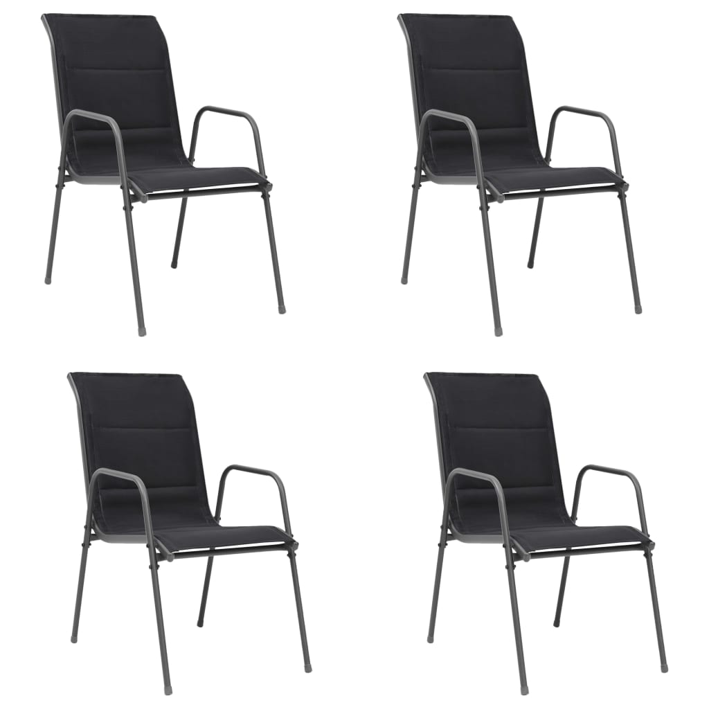 vidaXL Stackable Garden Chairs 4 pcs Steel and Textilene Black