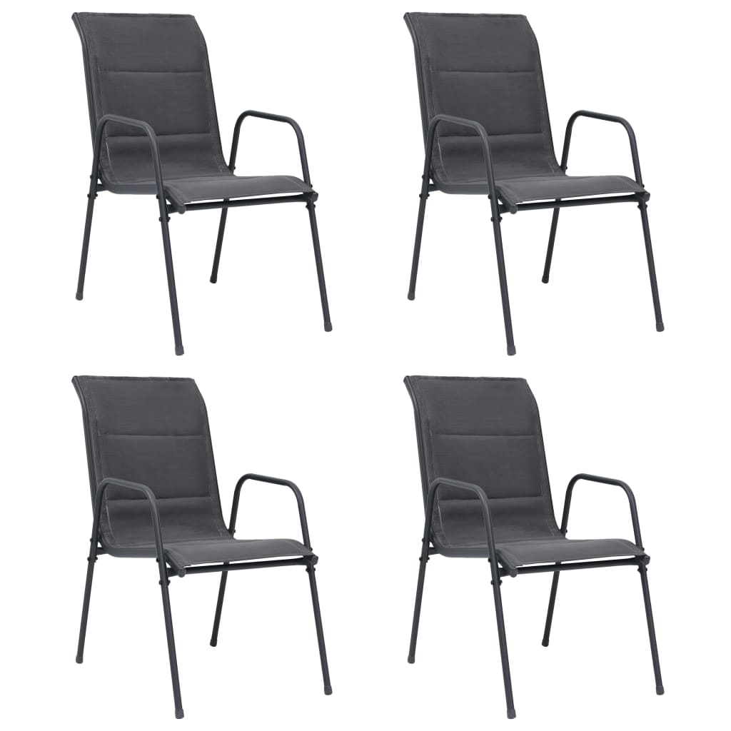 vidaXL Stackable Garden Chairs 4 pcs Steel and Textilene Anthracite