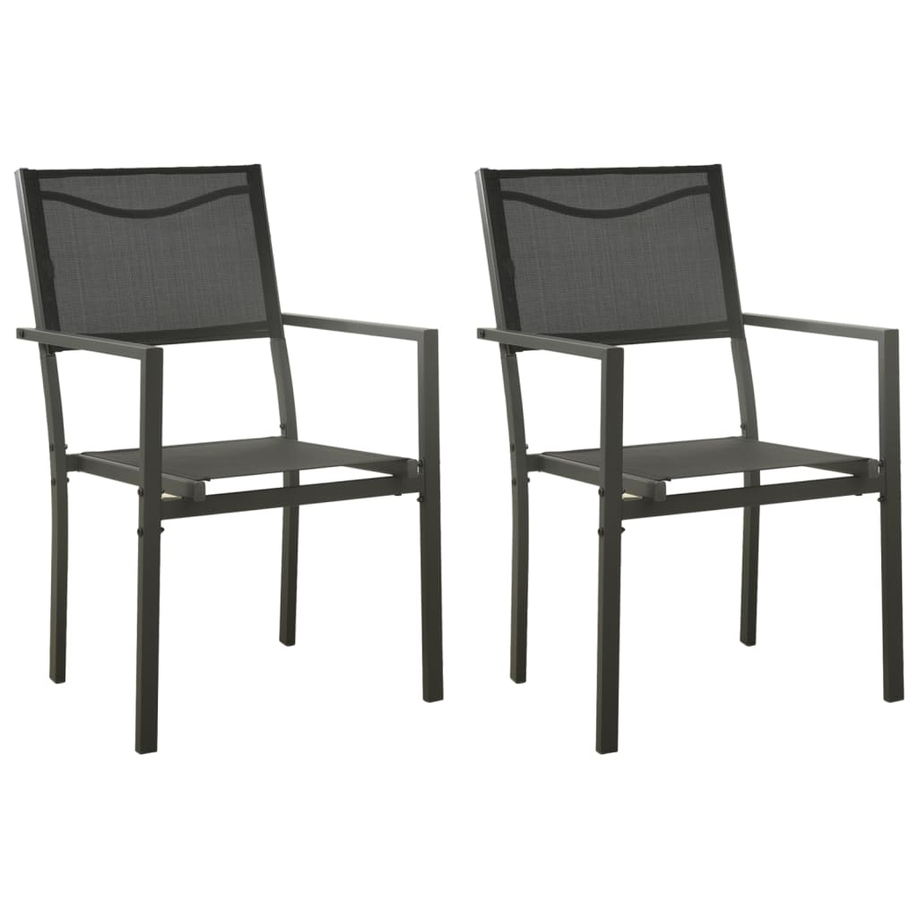 vidaXL Garden Chairs 2 pcs Textilene and Steel Black and Anthracite