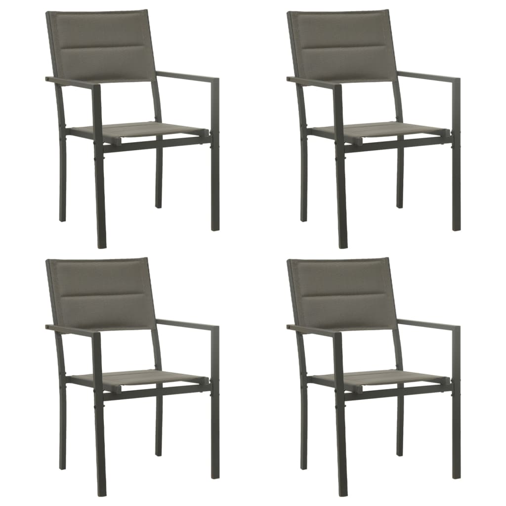 vidaXL Garden Chairs 4 pcs Textilene and Steel Grey and Anthracite