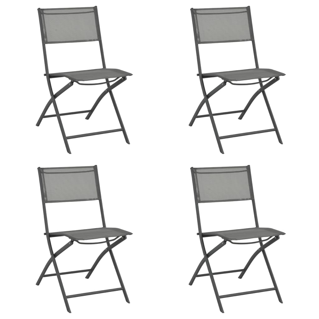 vidaXL Folding Outdoor Chairs 4 pcs Grey Steel and Textilene