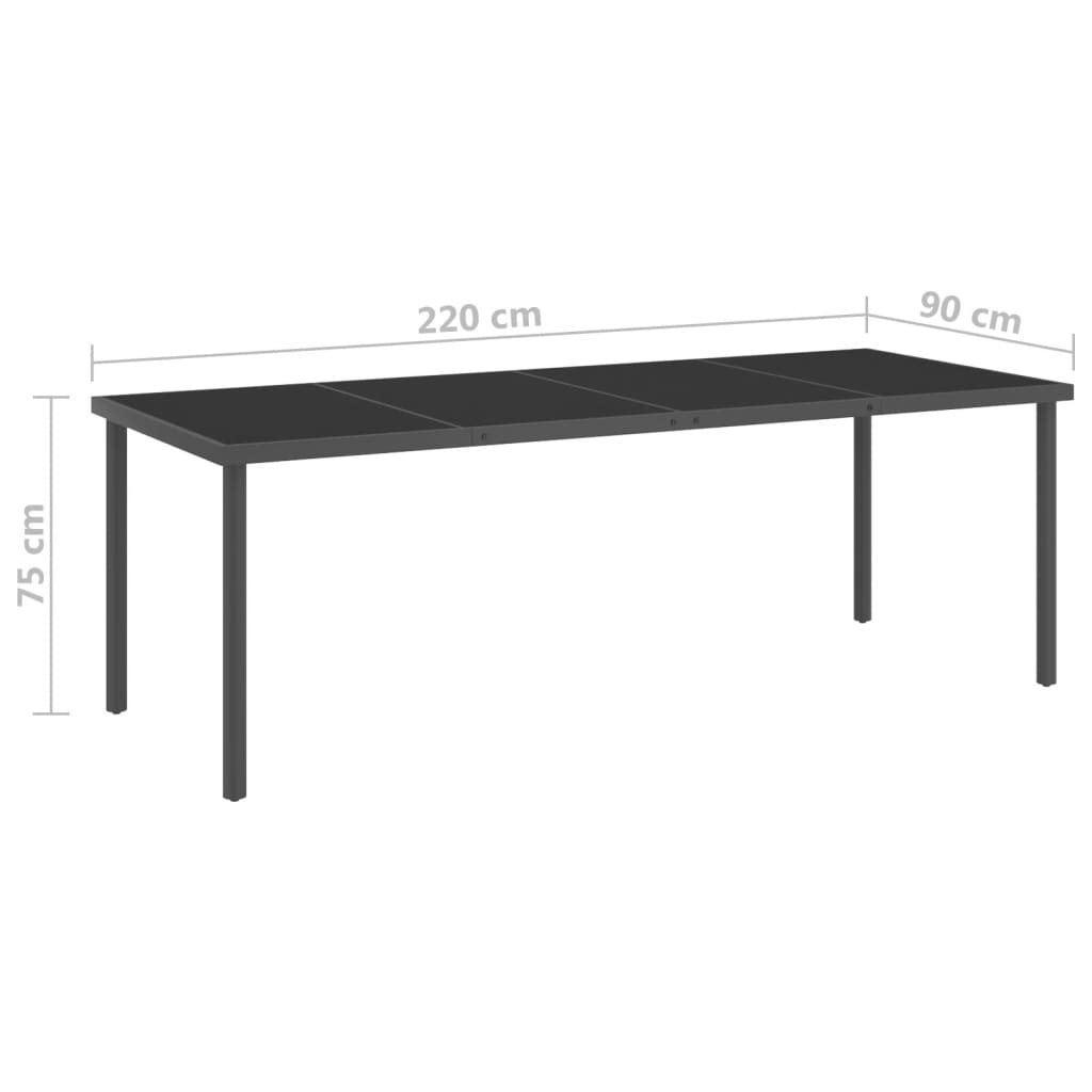 8720286146286_g_en_hd_4 vidaXL Outdoor Dining Table Anthracite 220x90x75 cm Steel and Glass - Image 5