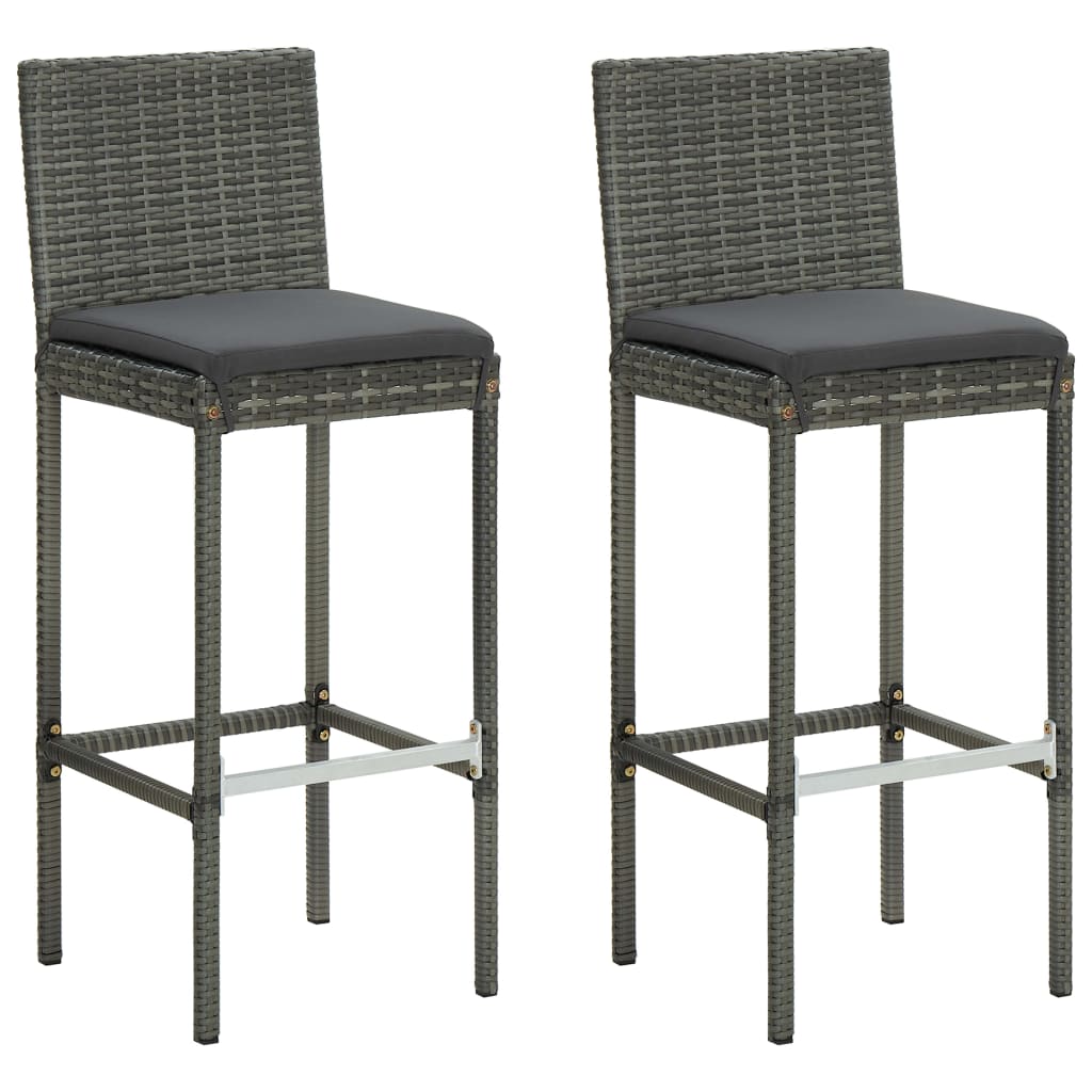 8720286146392_a_en_hd_1 vidaXL Garden Bar Stools with Cushions 2 pcs Grey Poly Rattan - Image 1