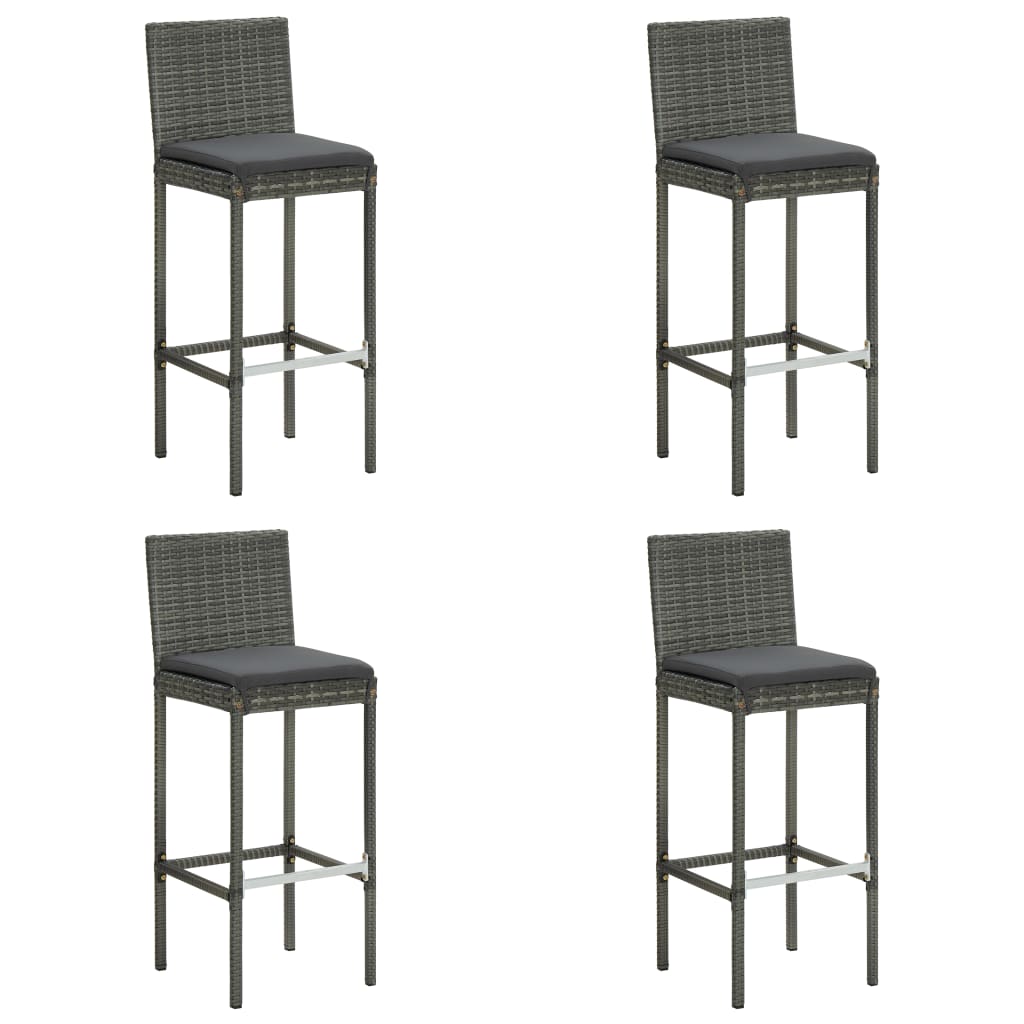 8720286146415_a_en_hd_1 vidaXL Garden Bar Stools with Cushions 4 pcs Grey Poly Rattan - Image 1