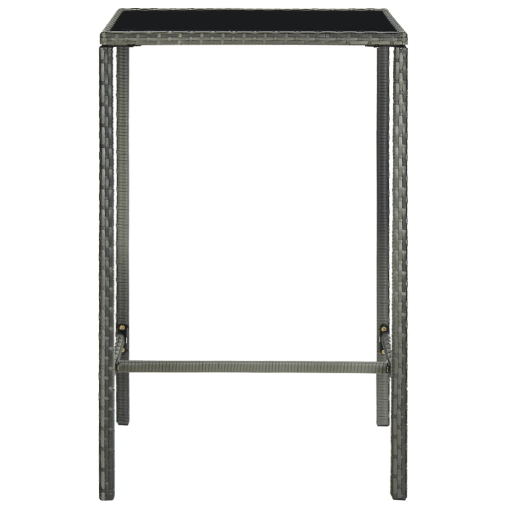 8720286146620_g_en_hd_1 vidaXL Garden Bar Table Grey 70x70x110 cm Poly Rattan and Glass - Image 2