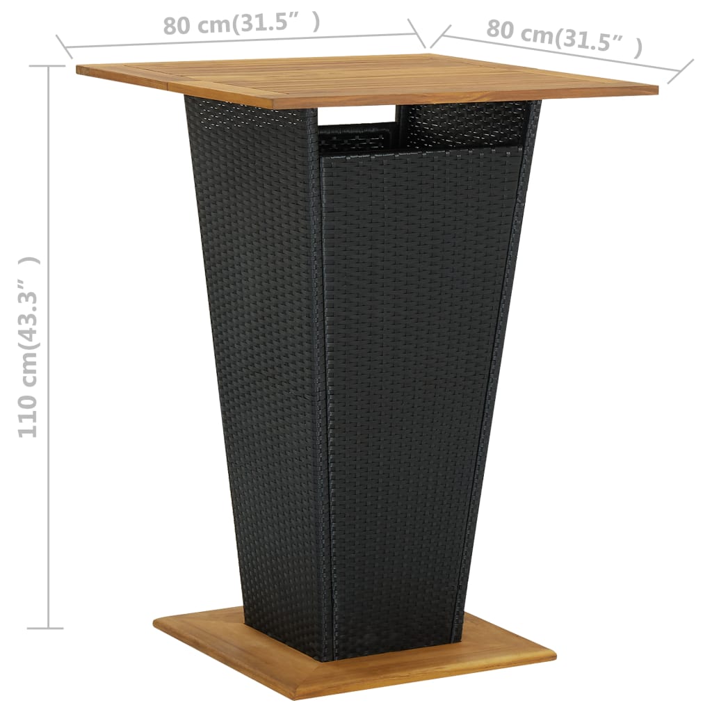 8720286146682_g_en_hd_5 vidaXL Bar Table Black 80x80x110 cm Poly Rattan and Solid Acacia Wood - Image 7