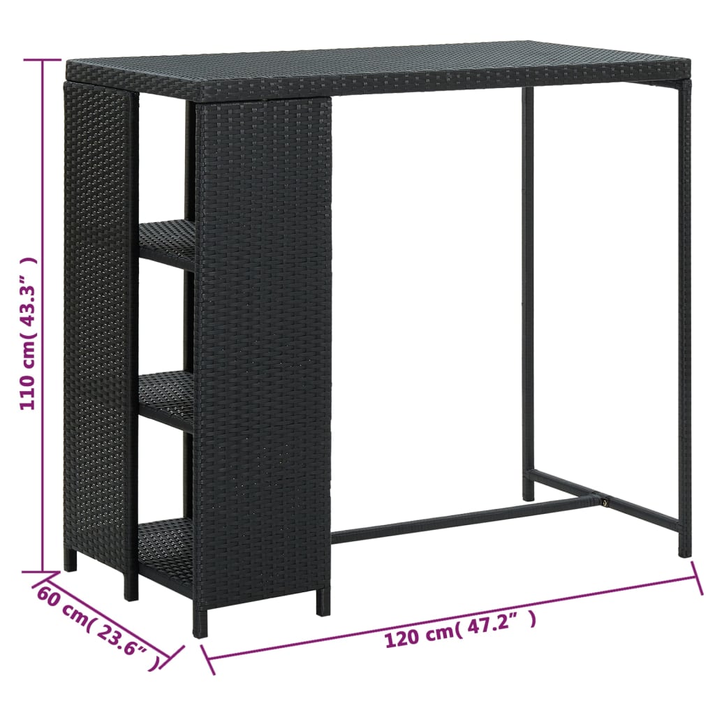 8720286146798_g_en_hd_6 vidaXL Bar Table with Storage Rack Black 120x60x110 cm Poly Rattan - Image 7