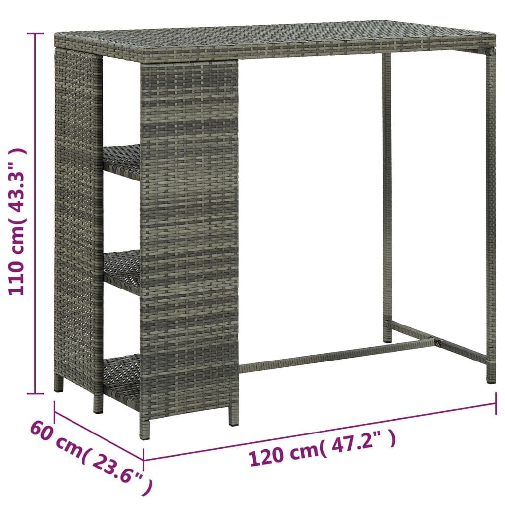 8720286146804_g_en_hd_6 vidaXL Bar Table with Storage Rack Grey 120x60x110 cm Poly Rattan - Image 7