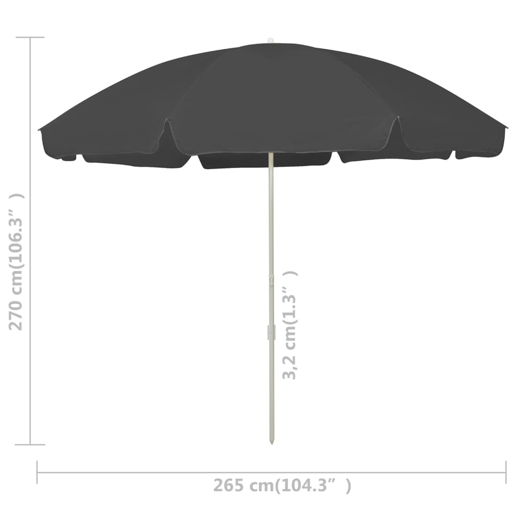 8720286149652_g_en_hd_5 vidaXL Beach Parasol Anthracite 300 cm - Image 6