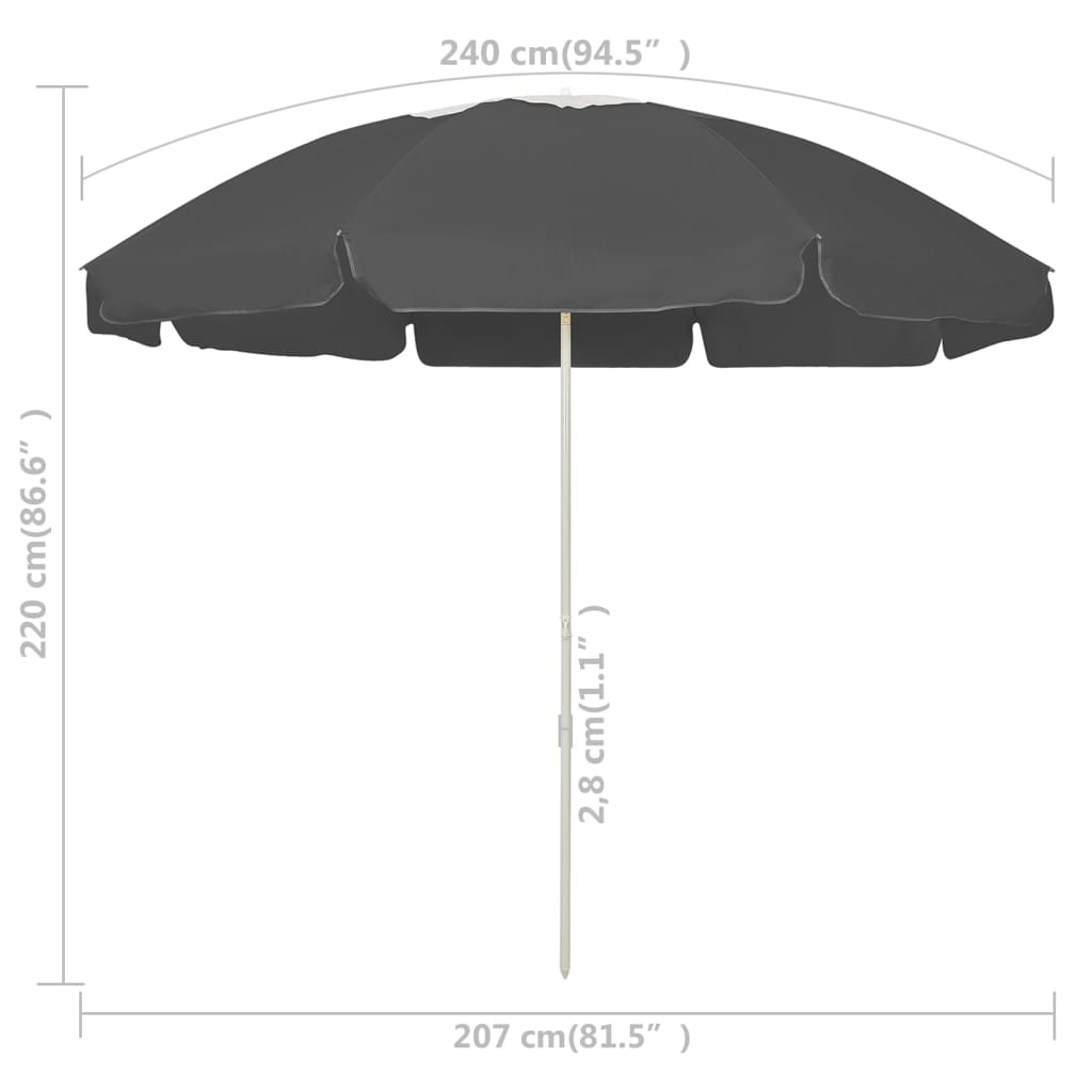 8720286149690_g_en_hd_5 vidaXL Beach Parasol Anthracite 240 cm - Image 6