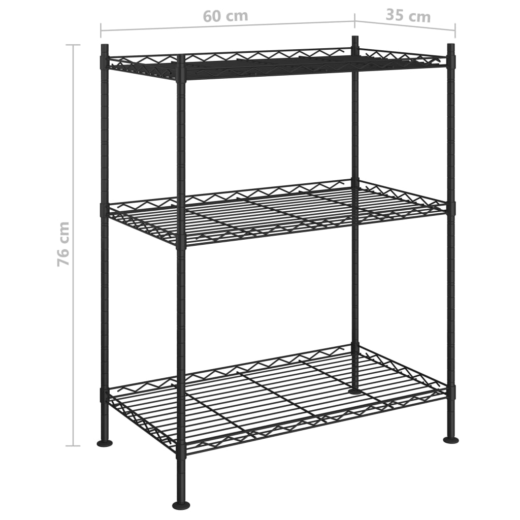 8720286150979_g_en_hd_5 vidaXL 3-Tier Storage Rack 60x35x76 cm Black 150 kg - Image 7