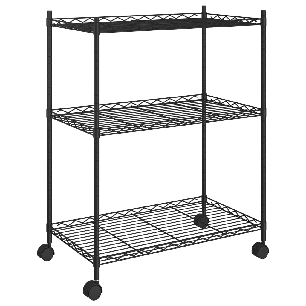 8720286151037_a_en_hd_1 vidaXL 3-Tier Storage Rack with Wheels 60x35x81 cm Black 150 kg - Image 2
