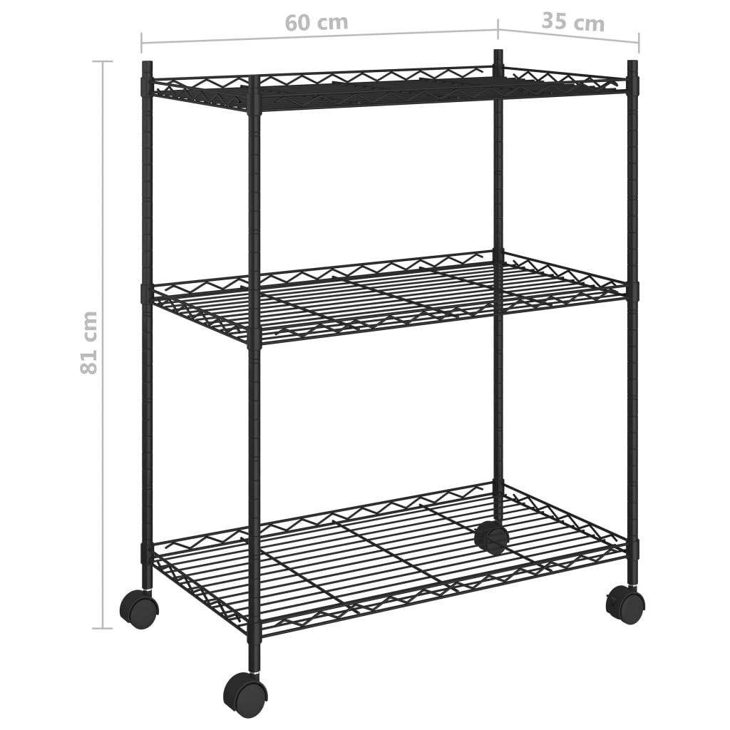 8720286151037_g_en_hd_5 vidaXL 3-Tier Storage Rack with Wheels 60x35x81 cm Black 150 kg - Image 7