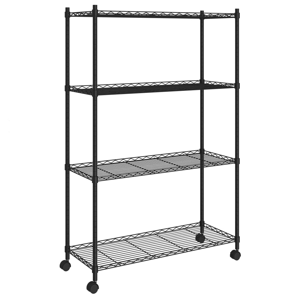 8720286151051_a_en_hd_1 vidaXL 4-Tier Storage Shelf with Wheels 90x35x142 cm Black 200 kg - Image 2