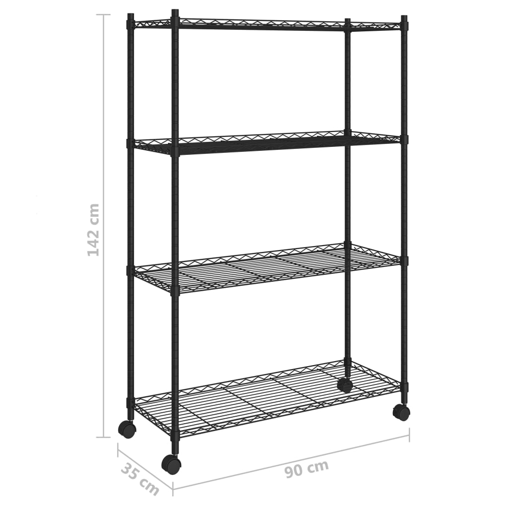 8720286151051_g_en_hd_5 vidaXL 4-Tier Storage Shelf with Wheels 90x35x142 cm Black 200 kg - Image 7