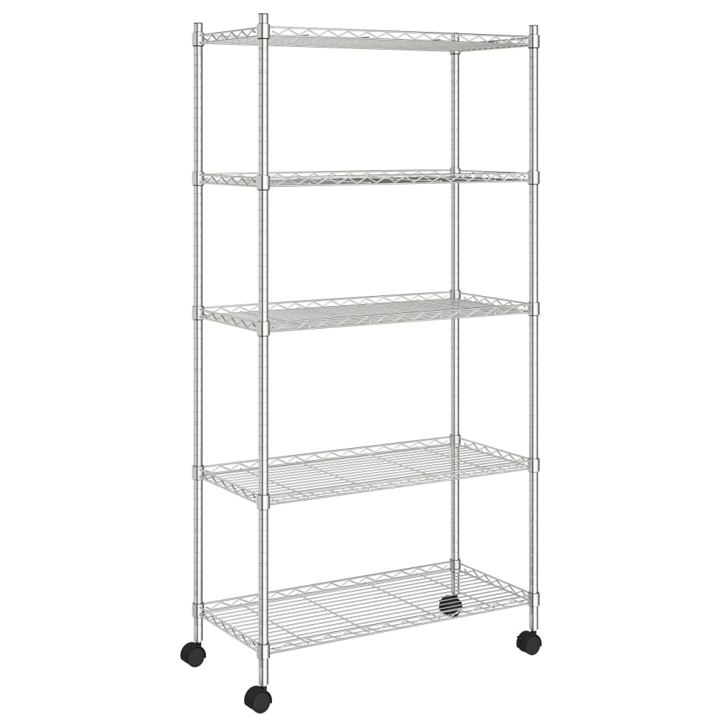 8720286151068_a_en_hd_1 vidaXL 5-Tier Storage Shelf with Wheels 75x35x155 cm Chrome 250 kg - Image 2