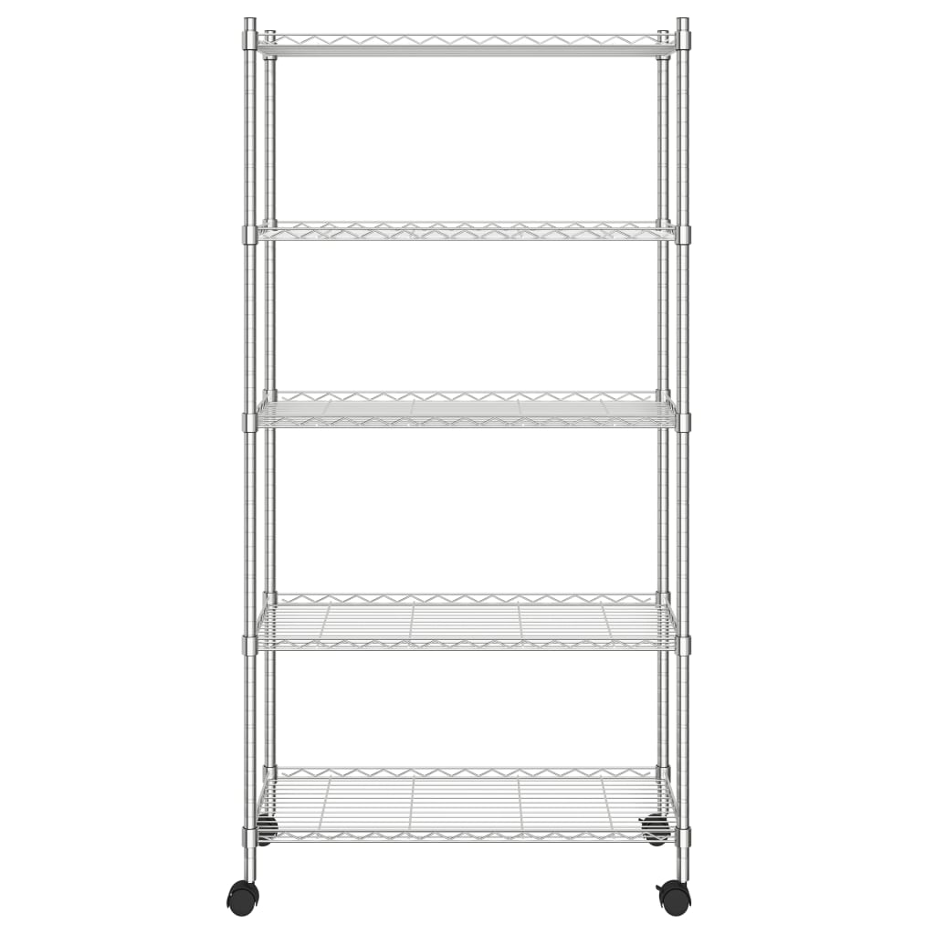 8720286151068_g_en_hd_1 vidaXL 5-Tier Storage Shelf with Wheels 75x35x155 cm Chrome 250 kg - Image 3