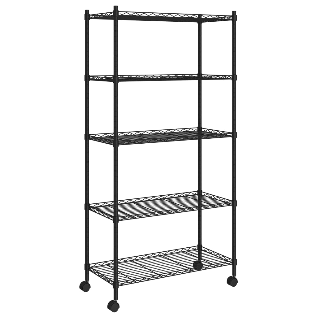 8720286151075_a_en_hd_1 vidaXL 5-Tier Storage Shelf with Wheels 75x35x155 cm Black 250 kg - Image 2