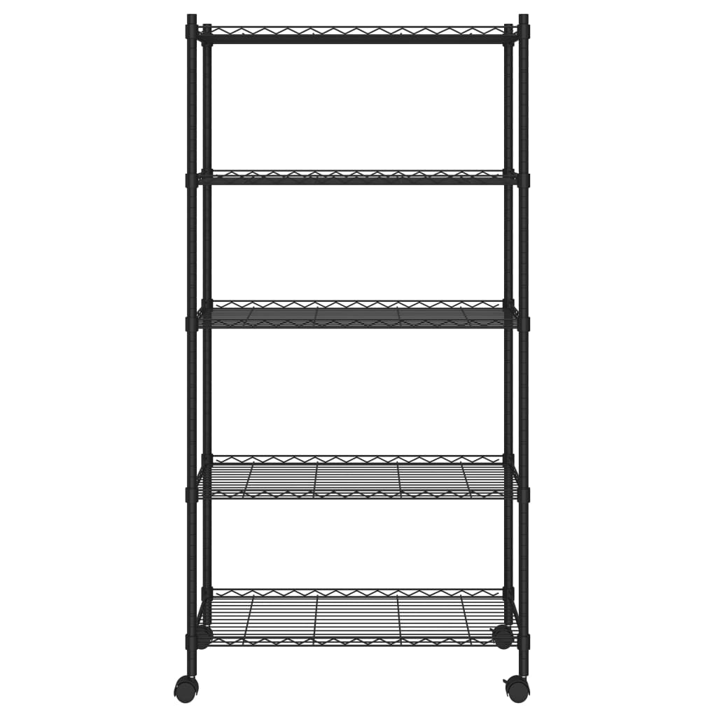 8720286151075_g_en_hd_1 vidaXL 5-Tier Storage Shelf with Wheels 75x35x155 cm Black 250 kg - Image 3