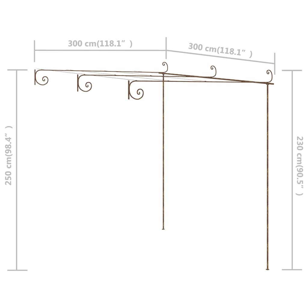 8720286153499_g_en_hd_5 vidaXL Garden Pergola Antique Brown 3x3x2.5 m Iron - Image 7