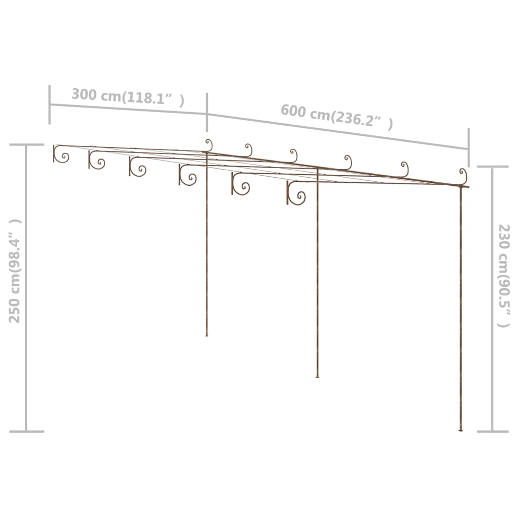 8720286153512_g_en_hd_5 vidaXL Garden Pergola Antique Brown 6x3x2.5 m Iron - Image 7
