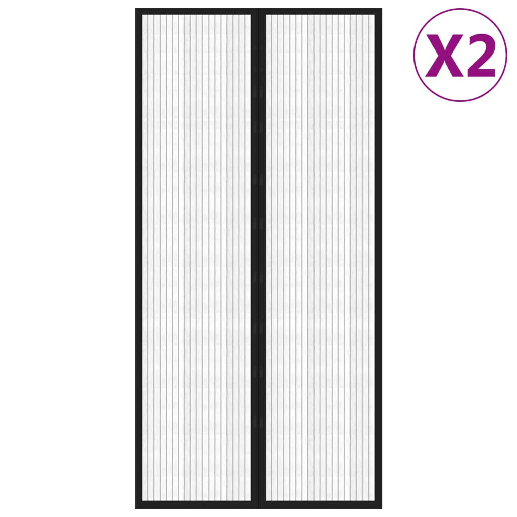 8720286154052_g_en_hd_1 vidaXL Insect Door Curtains 2 pcs with Magnet Blocks Black 220x100 cm - Image 2