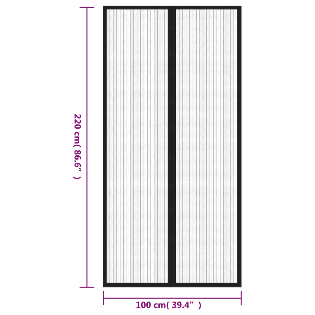 8720286154052_g_en_hd_7 vidaXL Insect Door Curtains 2 pcs with Magnet Blocks Black 220x100 cm - Image 8