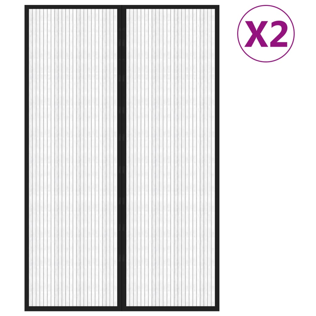 8720286154076_g_en_hd_1 vidaXL Insect Door Curtains 2 pcs with Magnet Blocks Black 220x130 cm - Image 2