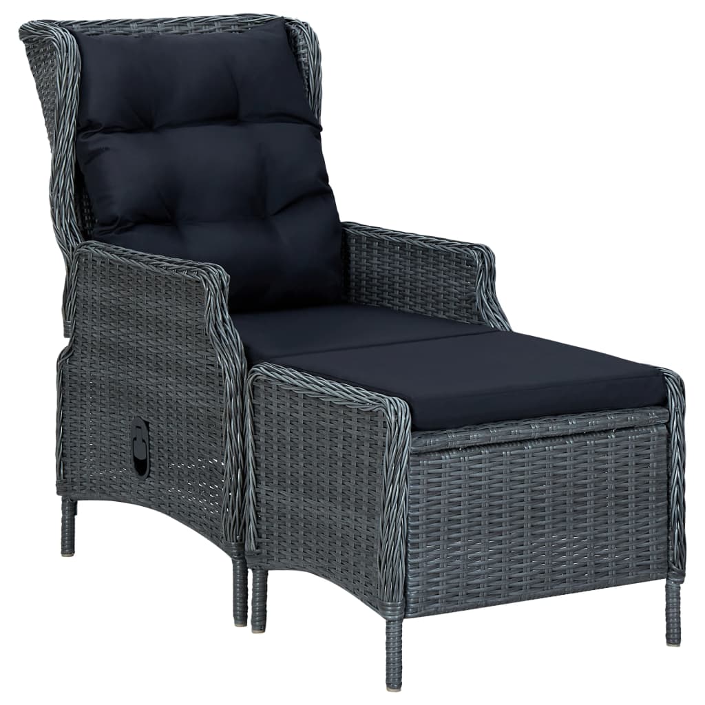 8720286156117_a_en_hd_1 vidaXL Reclining Garden Chair with Footstool Poly Rattan Dark Grey - Image 1