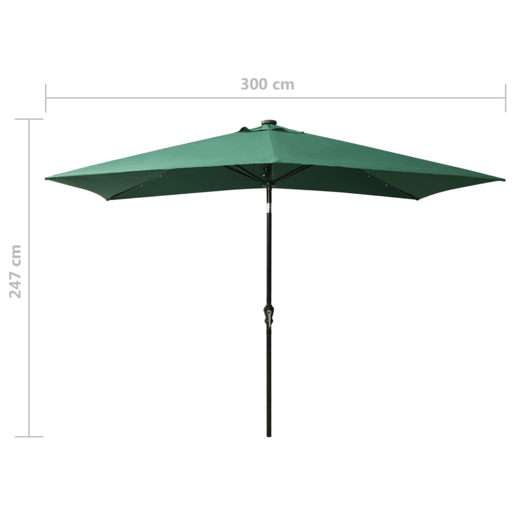 8720286164686_g_en_hd_10 vidaXL Garden Parasol with LEDs and Steel Pole Green 2x3 m - Image 11