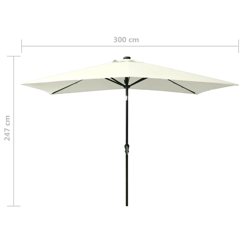8720286164693_g_en_hd_10 vidaXL Garden Parasol with LEDs and Steel Pole Sand 2x3 m - Image 11