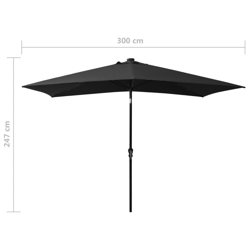 8720286164747_g_en_hd_10 vidaXL Garden Parasol with LEDs and Steel Pole Black 2x3 m - Image 11