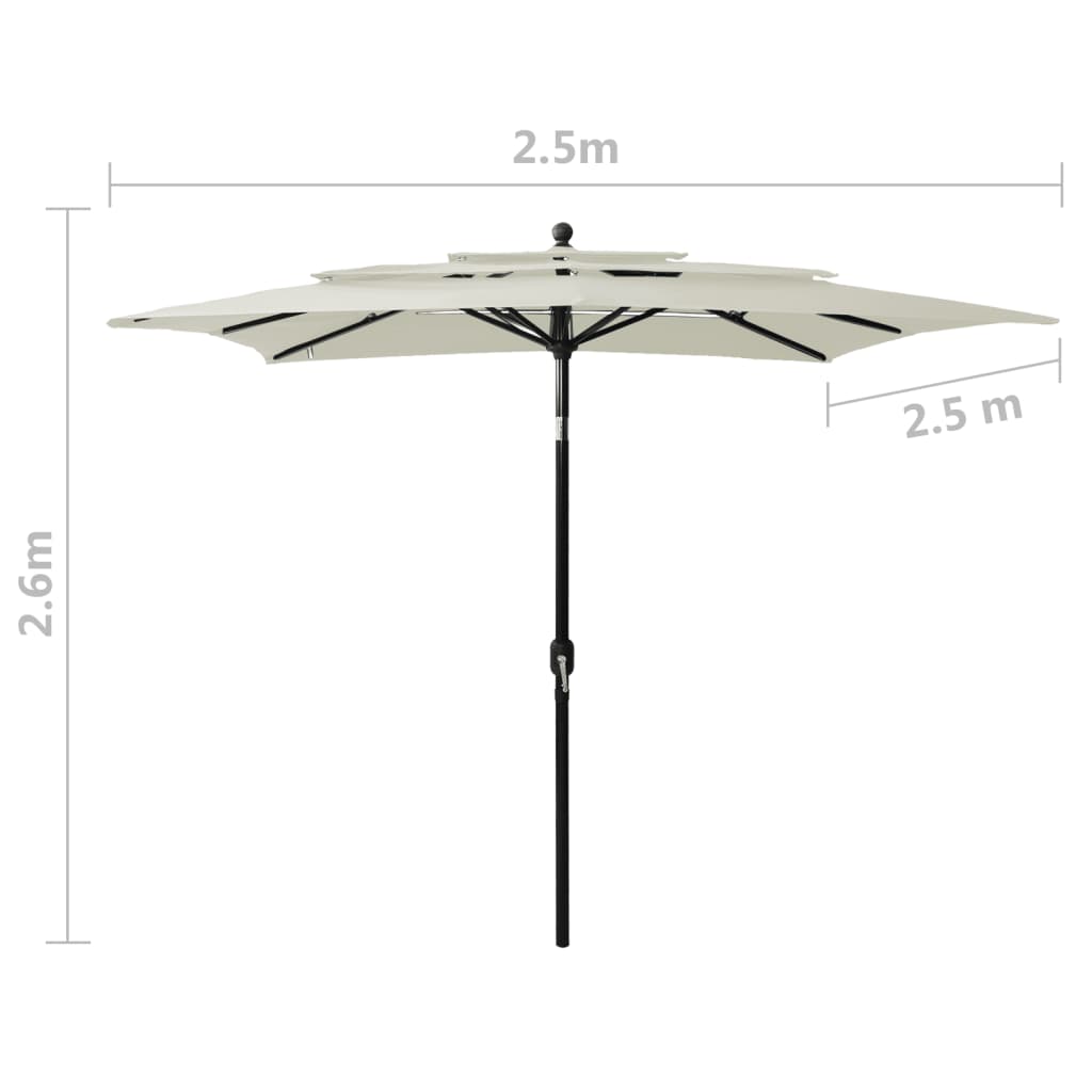 8720286165188_g_en_hd_7 vidaXL 3-Tier Garden Parasol with Aluminium Pole Sand 2.5x2.5 m - Image 8
