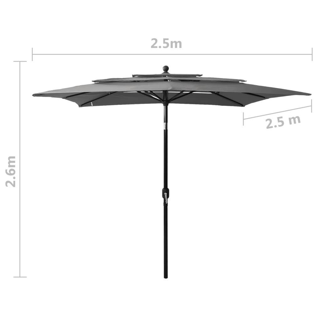 8720286165201_g_en_hd_7 vidaXL 3-Tier Garden Parasol with Aluminium Pole Anthracite 2.5x2.5 m - Image 8