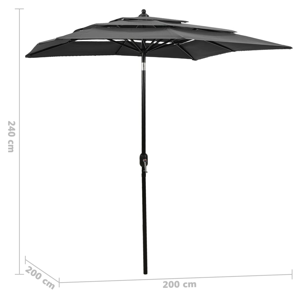 8720286165287_g_en_hd_5 vidaXL 3-Tier Garden Parasol with Aluminium Pole Anthracite 2x2 m - Image 6