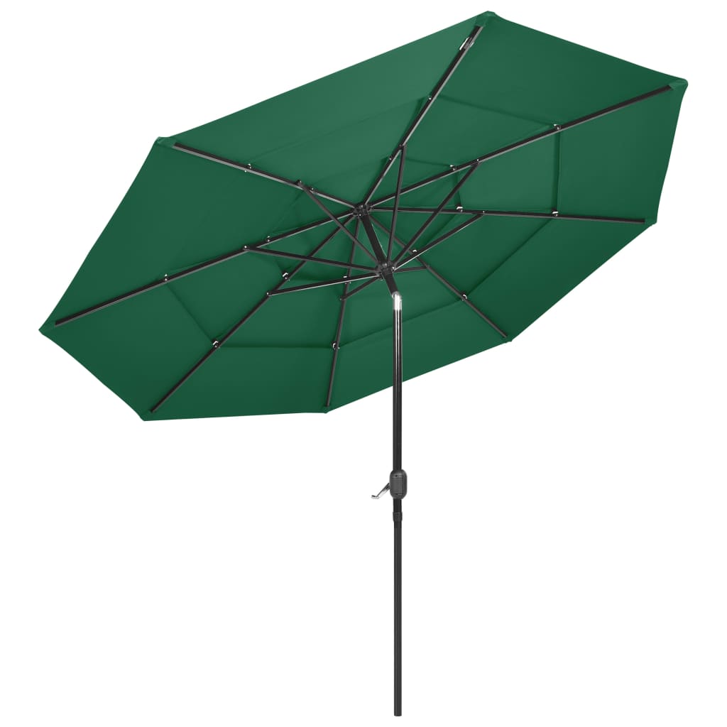 8720286165515_g_en_hd_2 vidaXL 3-Tier Garden Parasol with Aluminium Pole Green 3 m - Image 3