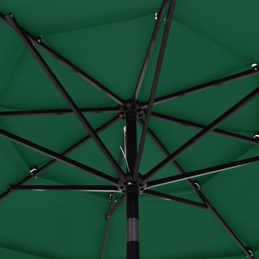 8720286165515_g_en_hd_4 vidaXL 3-Tier Garden Parasol with Aluminium Pole Green 3 m - Image 5