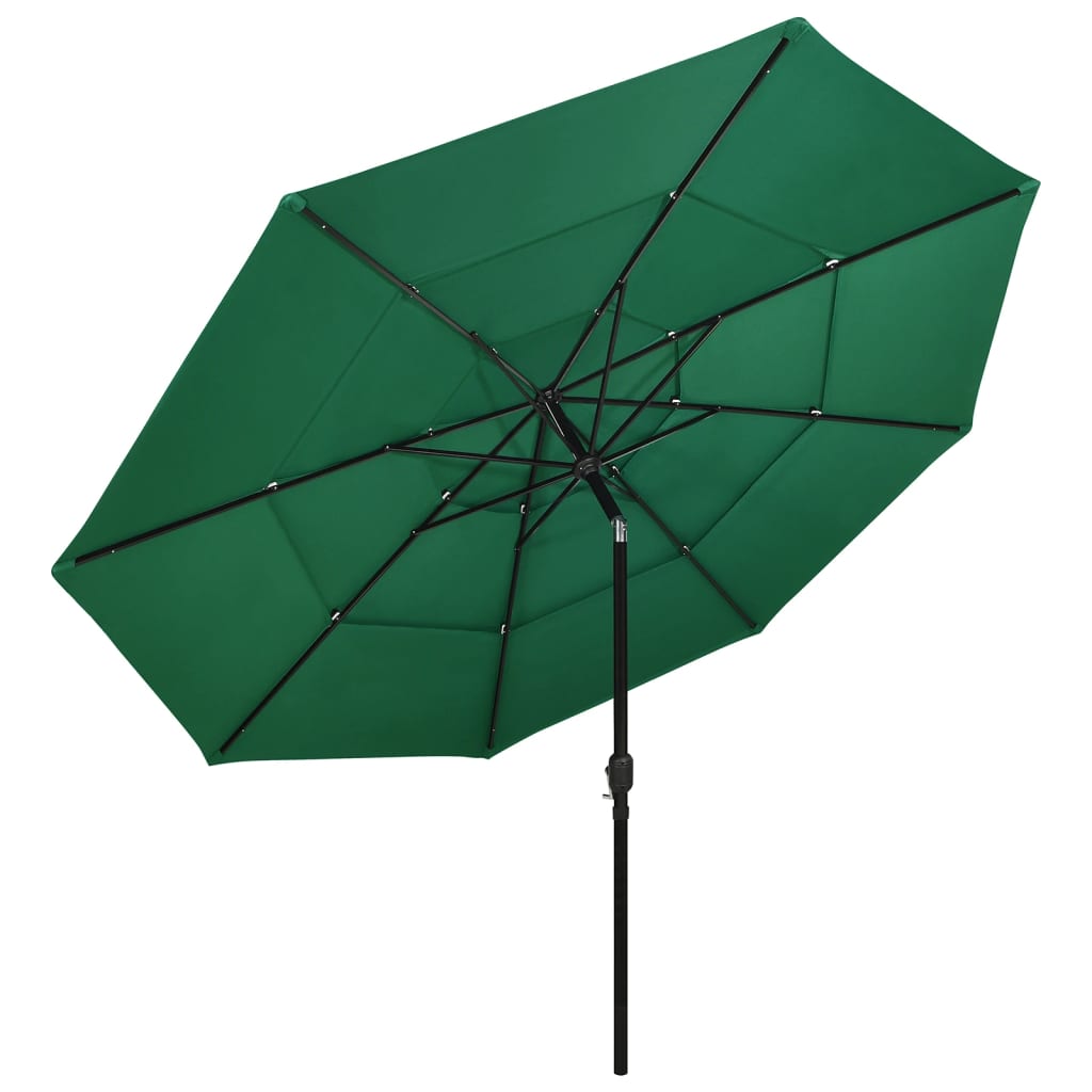 8720286165591_g_en_hd_1 vidaXL 3-Tier Garden Parasol with Aluminium Pole Green 3.5 m - Image 2