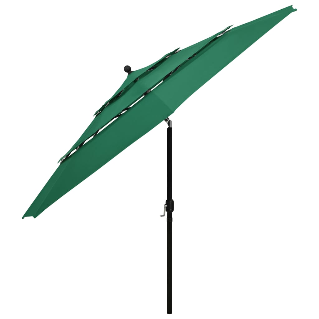 8720286165591_g_en_hd_2 vidaXL 3-Tier Garden Parasol with Aluminium Pole Green 3.5 m - Image 3